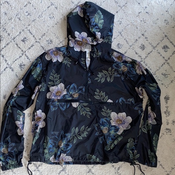 Thread & Supply Jackets & Blazers - Thread & Supply black floral windbreaker half zip